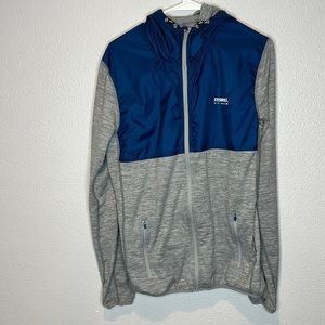 Running Room Polyester-Spandex Hoodie Sweatshirt Size M Blue/Gray